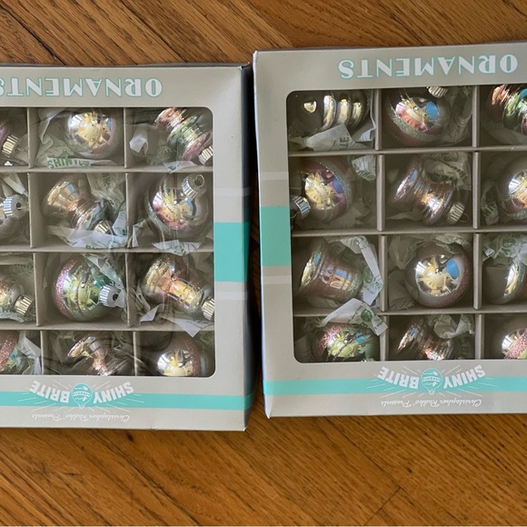 NIB Set of 36 Shiny Brite Pink/green silver Pastel Ornaments New 3 boxes of 12 - Picture 5 of 7